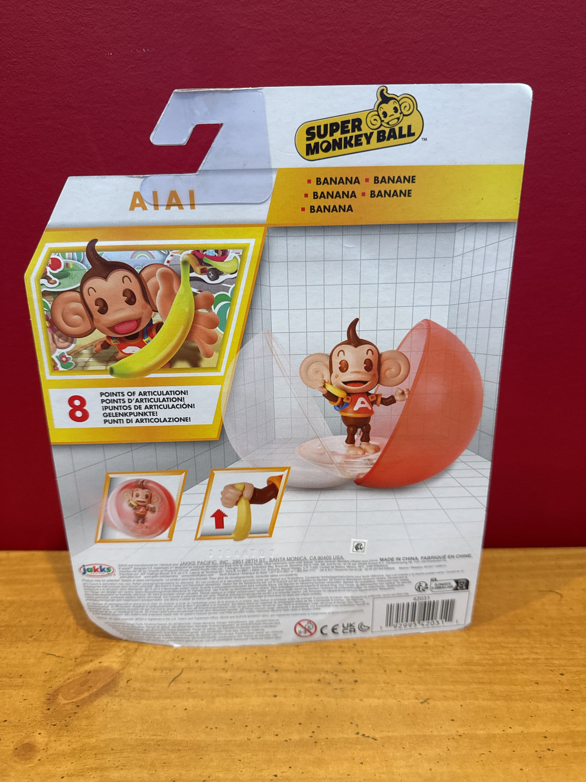 AKKS Pacific Super Monkey Ball AiAi Action Figure with Ball & Banana New in Package 2.5"