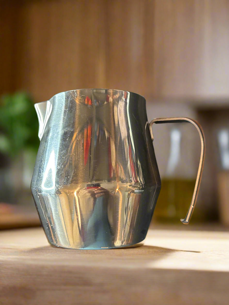 Milk Frothing Pitcher 12oz Milk Frother Steamer Cup Stainless Steel Espresso Cup