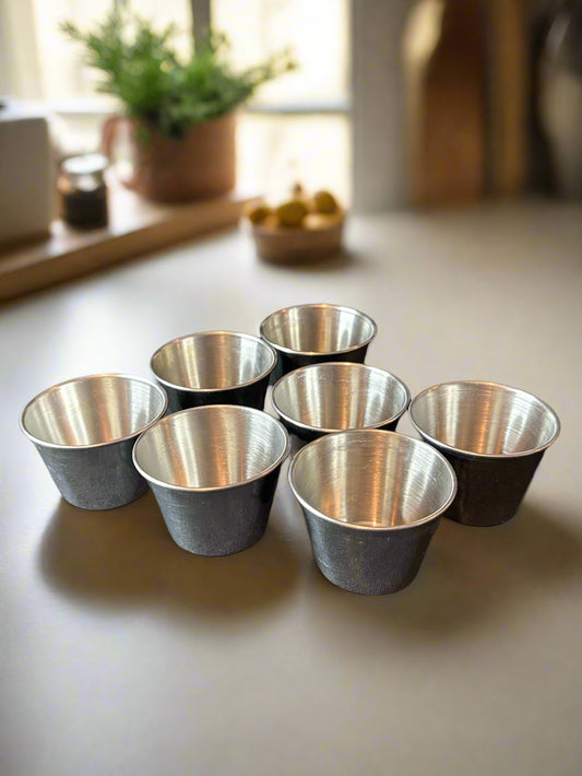 Lot of 7 Stainless Steel Sauce Condiment Dipping Cups 1.5" Tall