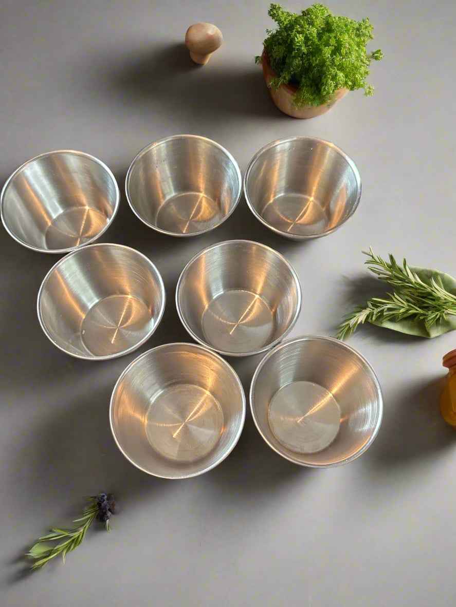 Lot of 7 Stainless Steel Sauce Condiment Dipping Cups 1.5" Tall