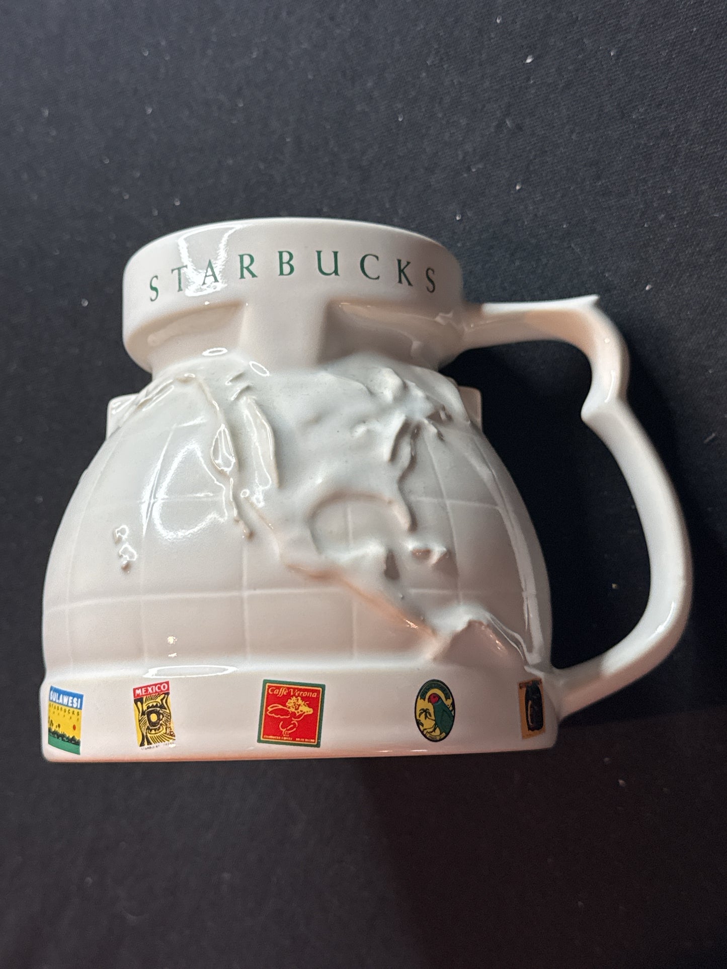 Vintage Starbucks Mug Cup Around the World Earth Globe Travel No Spill 5" Wide at Bottom