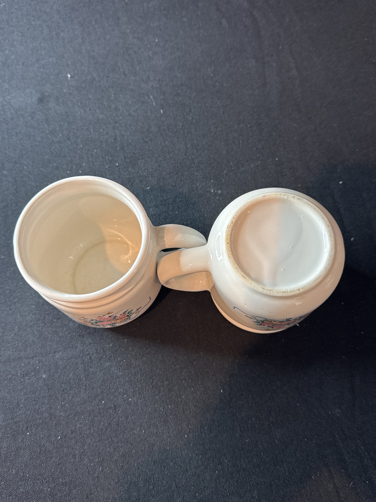 Pair of Floral Tea Coffee Cups Mugs 3.5" Tall