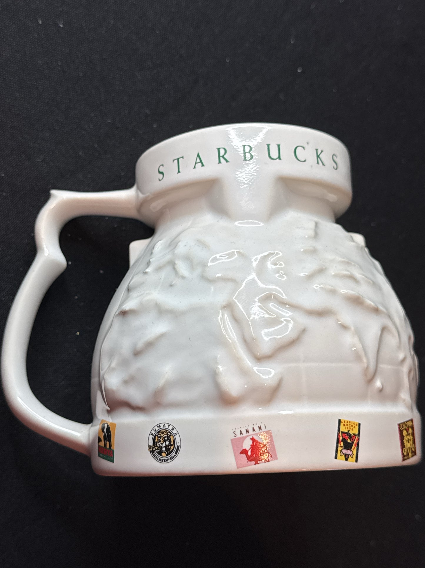 Vintage Starbucks Mug Cup Around the World Earth Globe Travel No Spill 5" Wide at Bottom