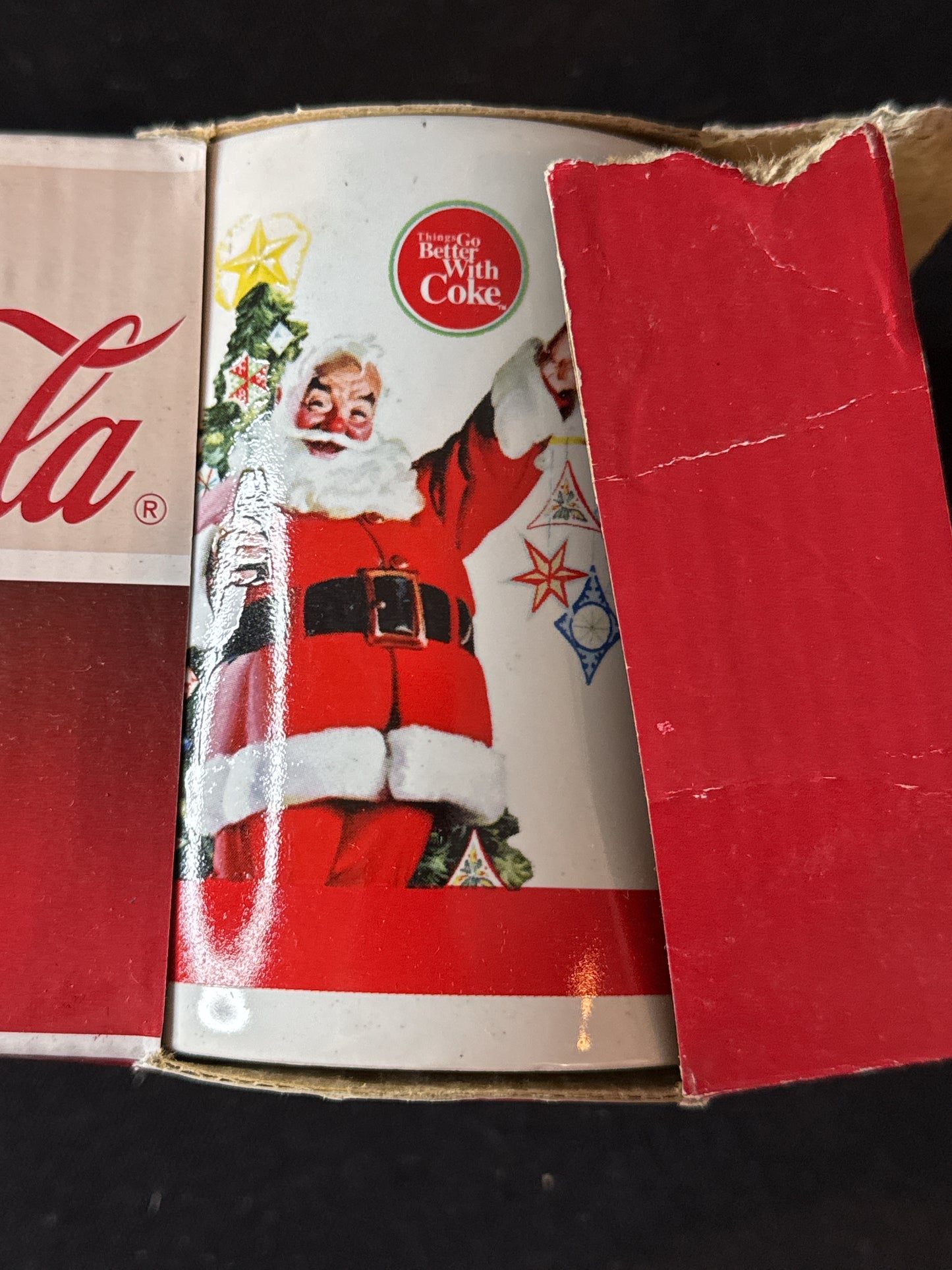 Coca-Cola 2 Mug Gift Set Christmas Santa 2007 "No Cookies" 4" Tall