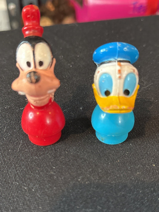 Set of 2 Vintage Disney Little People Goofy Donald Duck 2-2.75" Tall