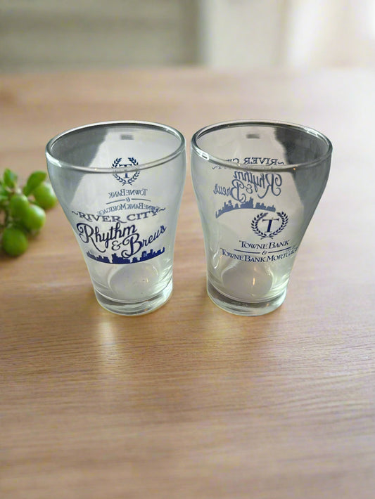 Pair of River City Rhythm & Brews 3.75" Tall Shot Glasses