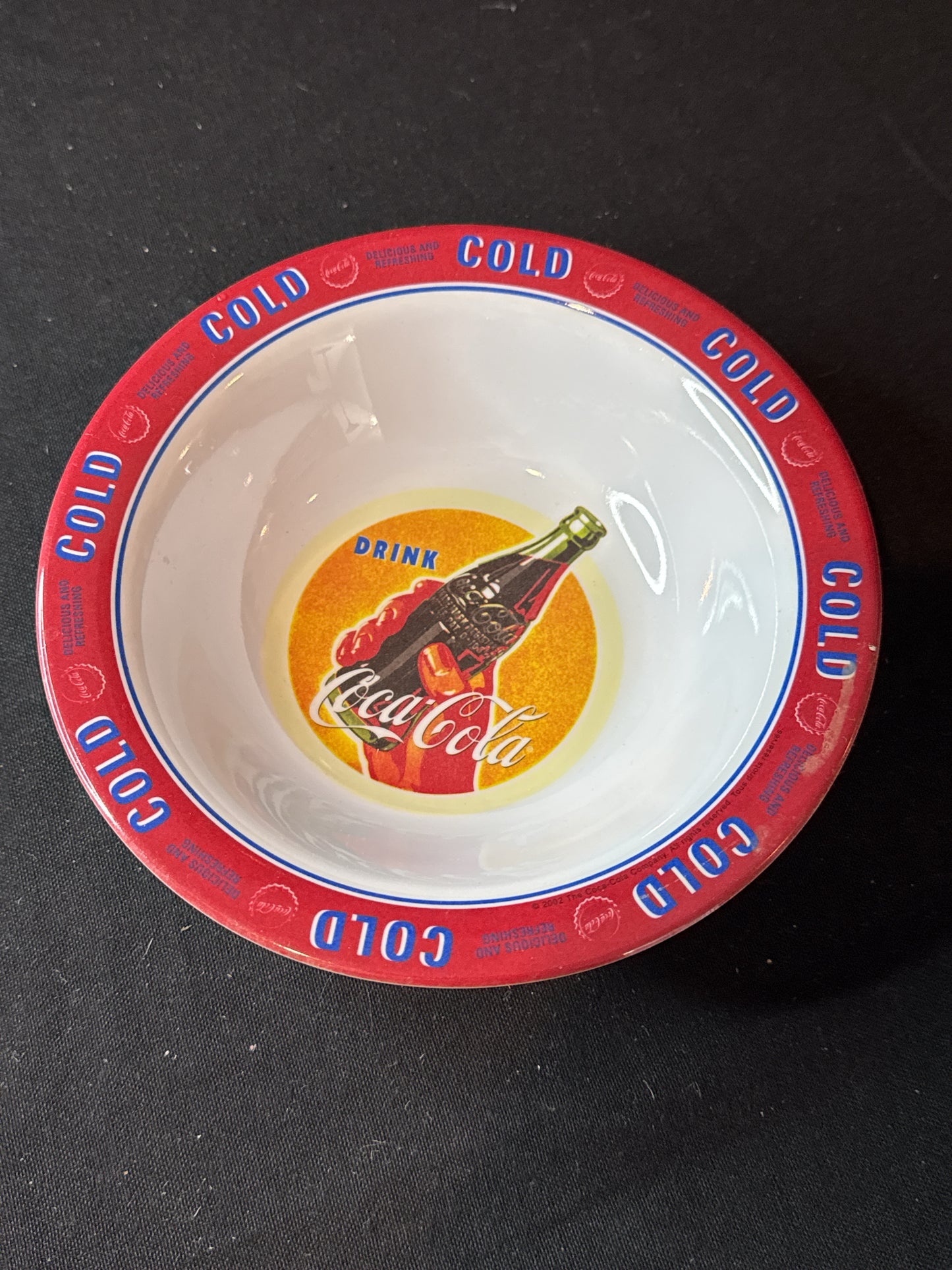 Vintage Drink Coca-Cola Delicious And Refreshing Bowl by Gibson Melamine 7.25" Wide