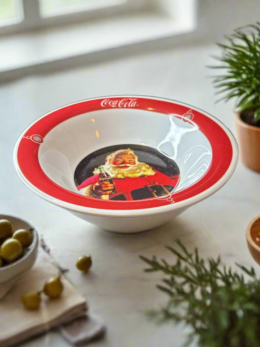 Vintage Drink Coca-Cola Santa Clause Christmas Bowl by Gibson Melamine 7.25" Wide