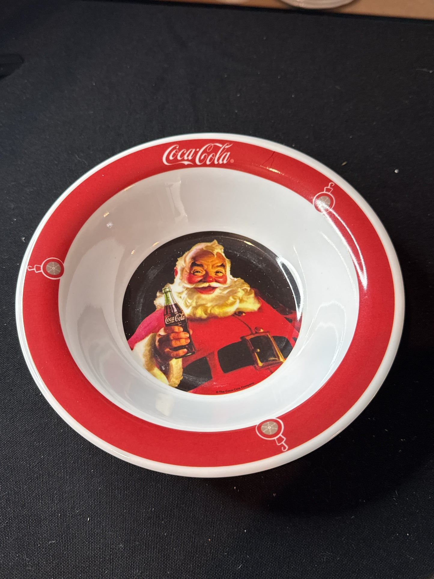 Vintage Drink Coca-Cola Santa Clause Christmas Bowl by Gibson Melamine 7.25" Wide