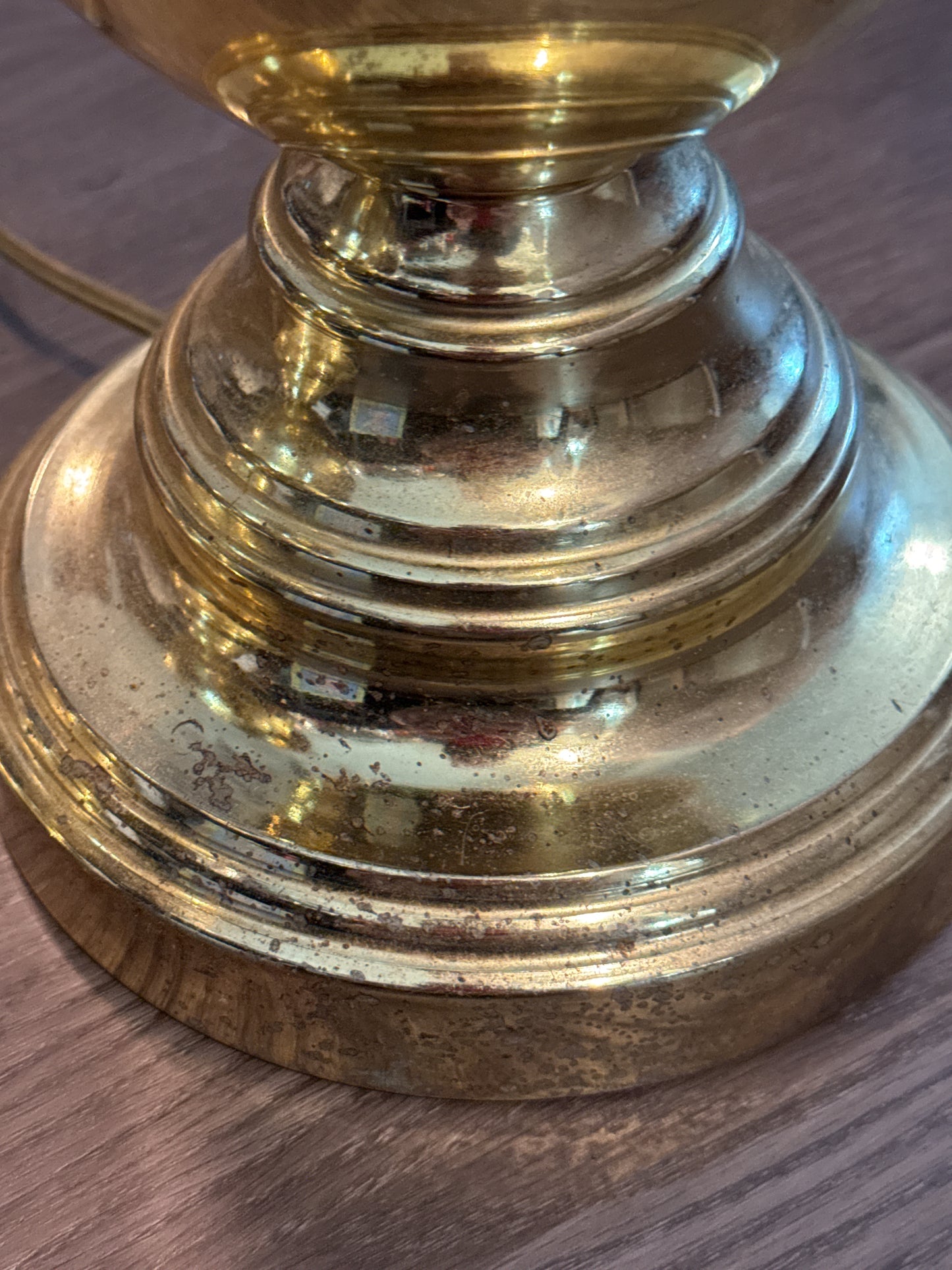 Pair of Brass Lamps 25" Tall 6.5" Wide at Base No Shades