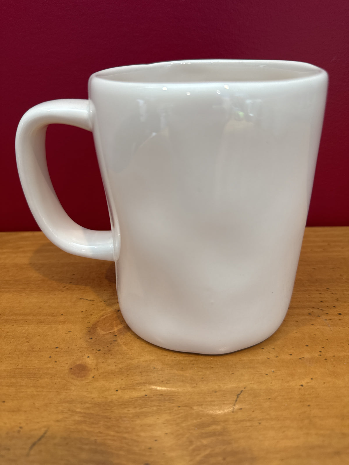 Rae Dunn “HAPPY” White Coffee Mug, Artisan Collection New 4.5" Tall