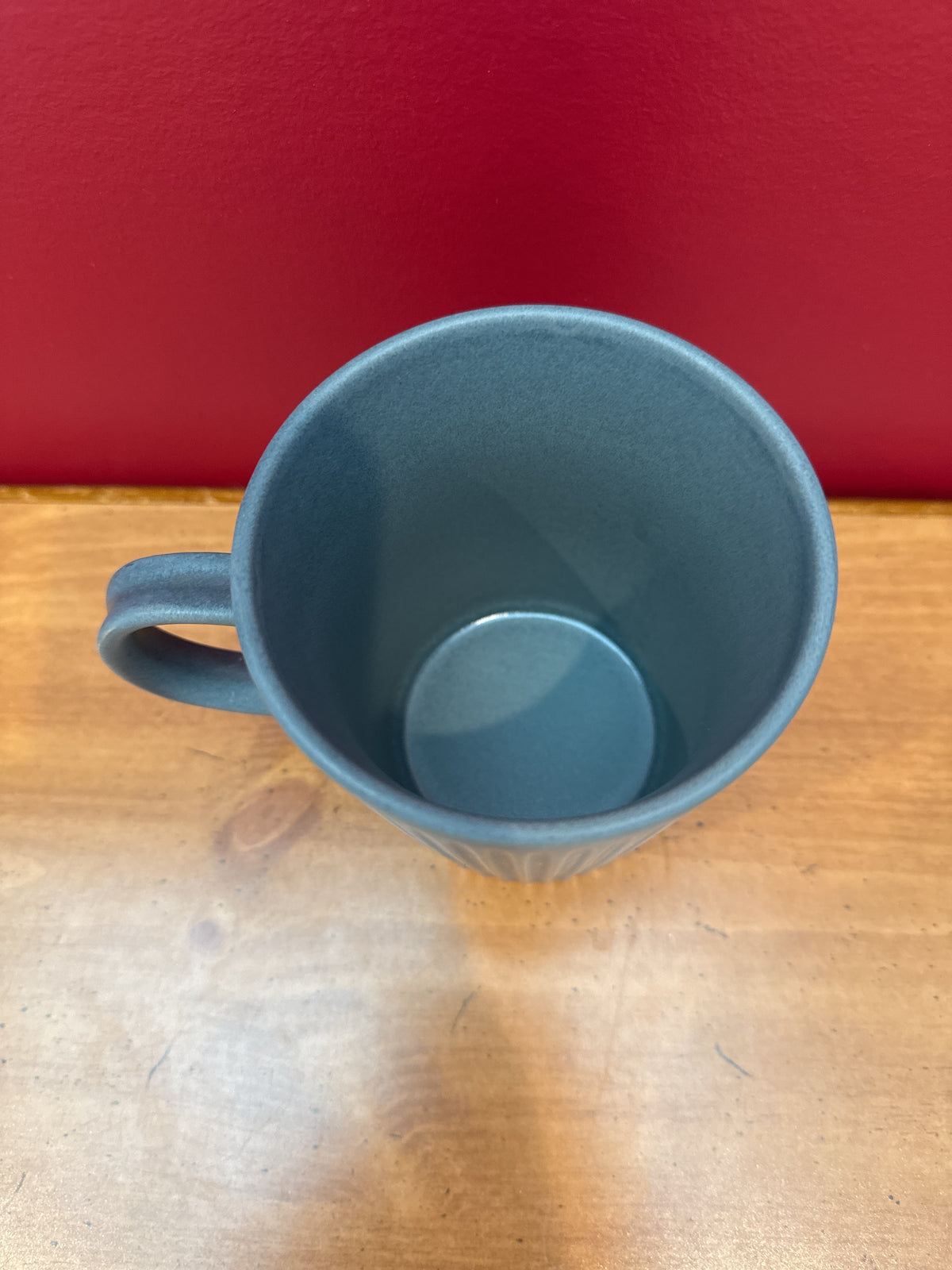 Meritage Blue Ribbed Stoneware Mug, 16.5 oz New 4.5" Tall