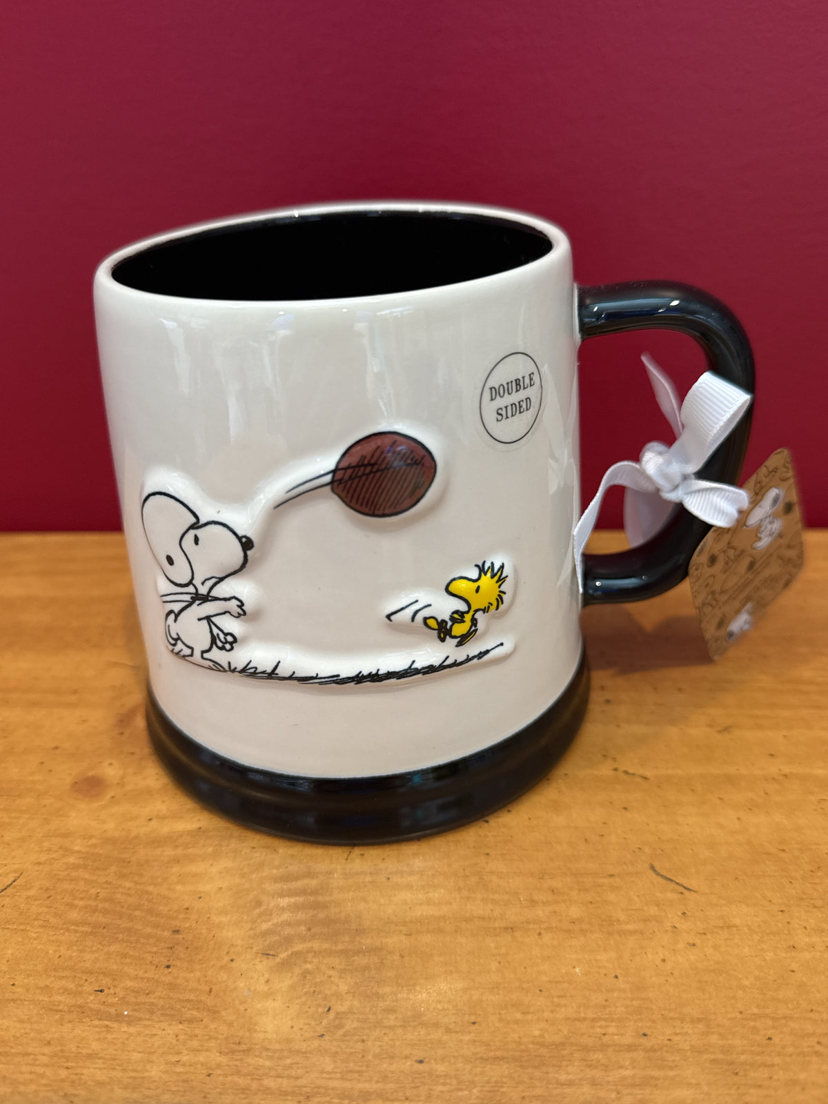 Rae Dunn x Peanuts “Hut Hut Hike” Snoopy & Woodstock Football Mug New 4.5" Tall