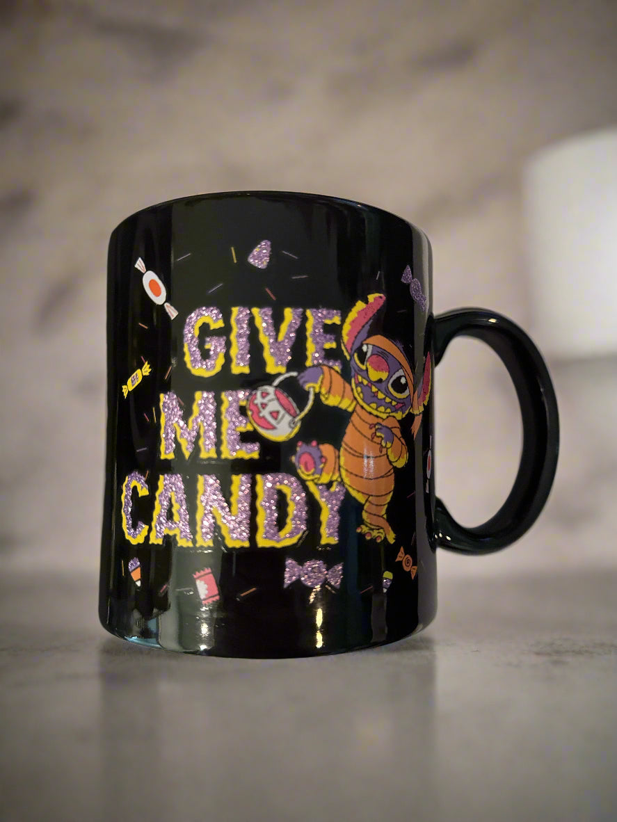Disney Give Me Candy Lilo & Stitch Halloween Black & Purple Interior 20oz Large 4 3/8" Tall New