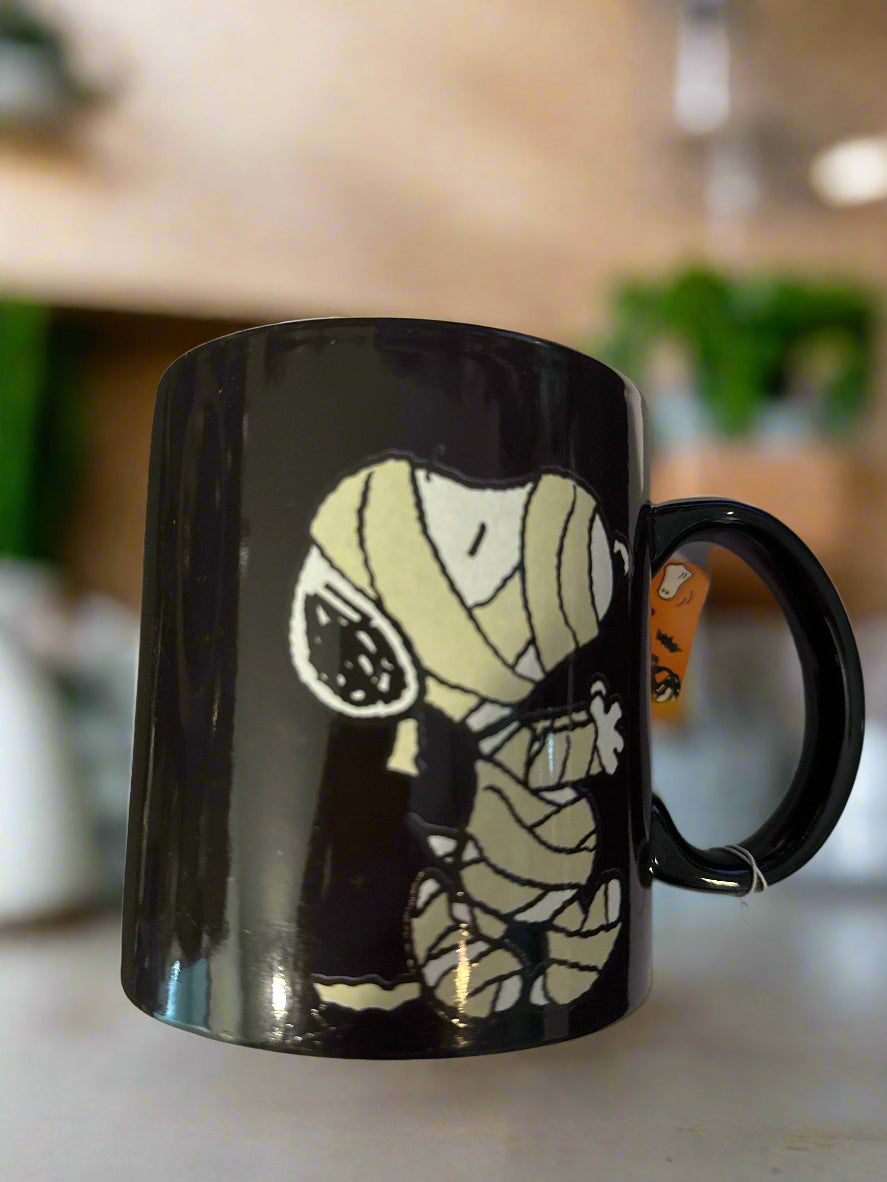 Peanuts Snoopy Woodstock Mummy Halloween Coffee Cup Mug Heat Reveal Ceramic Mug