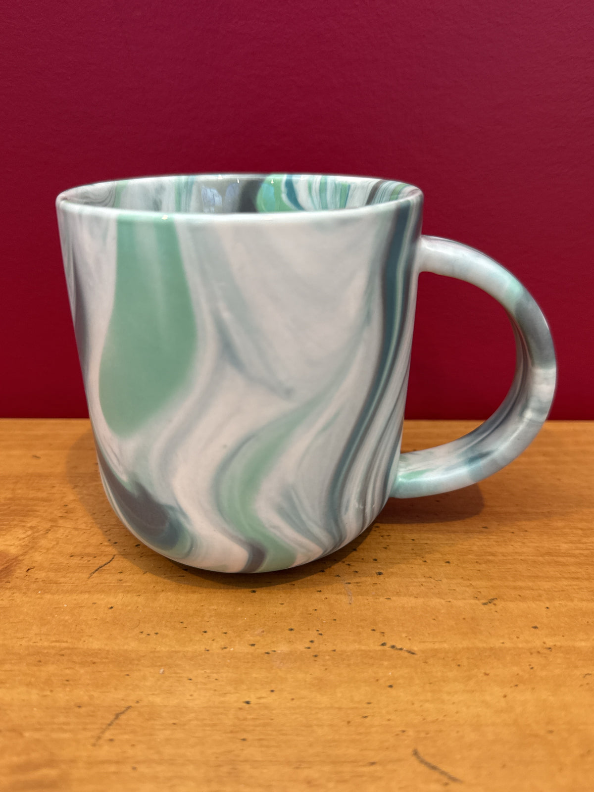 World Market Green, Gray & White Marbled Coffee Mug New 3 7/8" Tall