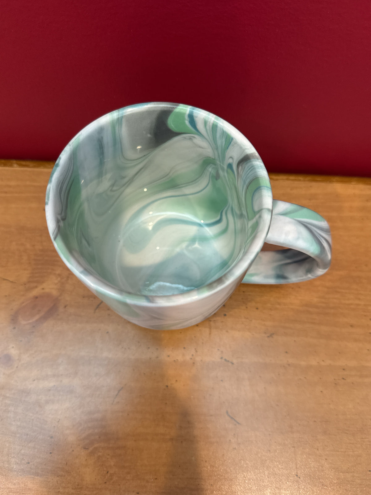 World Market Green, Gray & White Marbled Coffee Mug New 3 7/8" Tall