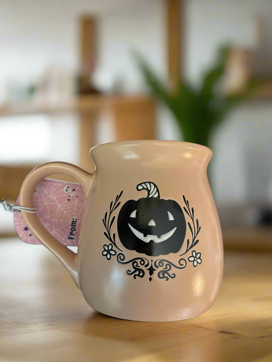 Orange Spooky Hollow Belly Coffee Mug Cup 20oz Jack O Lantern Halloween 4 3/8" Tall New