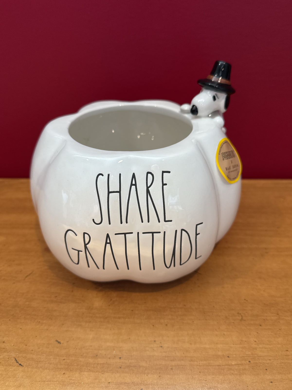 Rae Dunn x Peanuts “Share Gratitude” Snoopy Pumpkin Bowl New 6" Tall