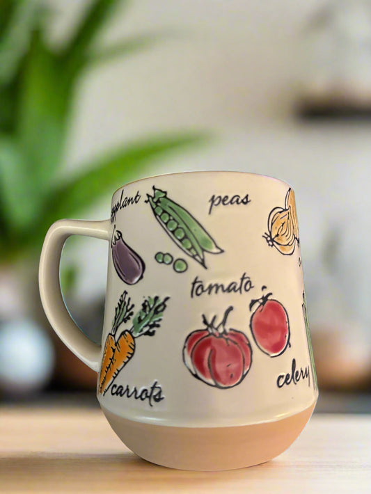 Vegetables Ivory White Large Coffee Cup Mug 18.6oz 4.5" Tall New
