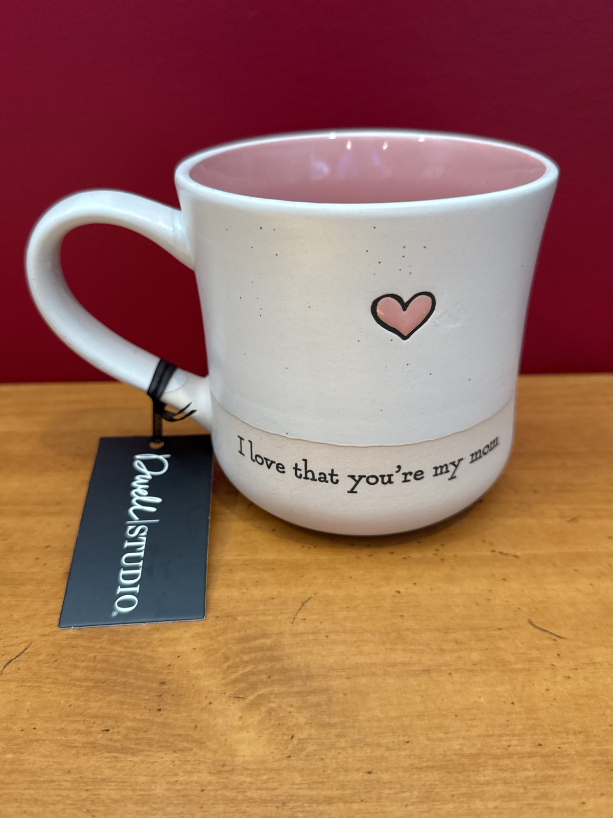 Dwell Studio “I Love That You’re My Mom” Pink Heart Mug New 4.25" Tall