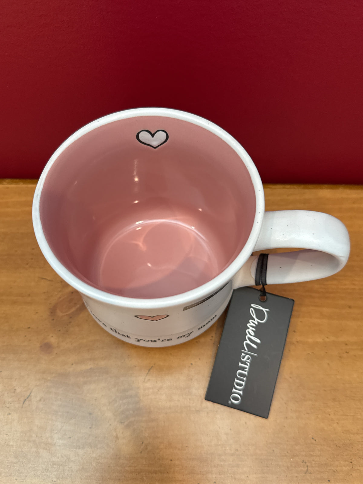 Dwell Studio “I Love That You’re My Mom” Pink Heart Mug New 4.25" Tall