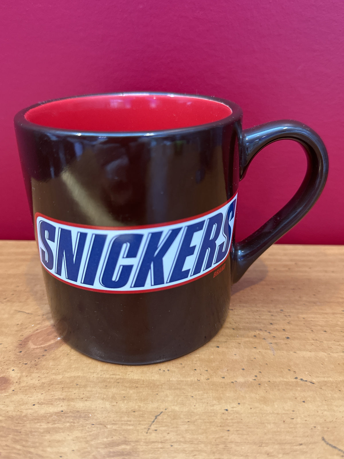 Snickers Logo Coffee Mug with Red Interior, 2016 4 1/8" Tall