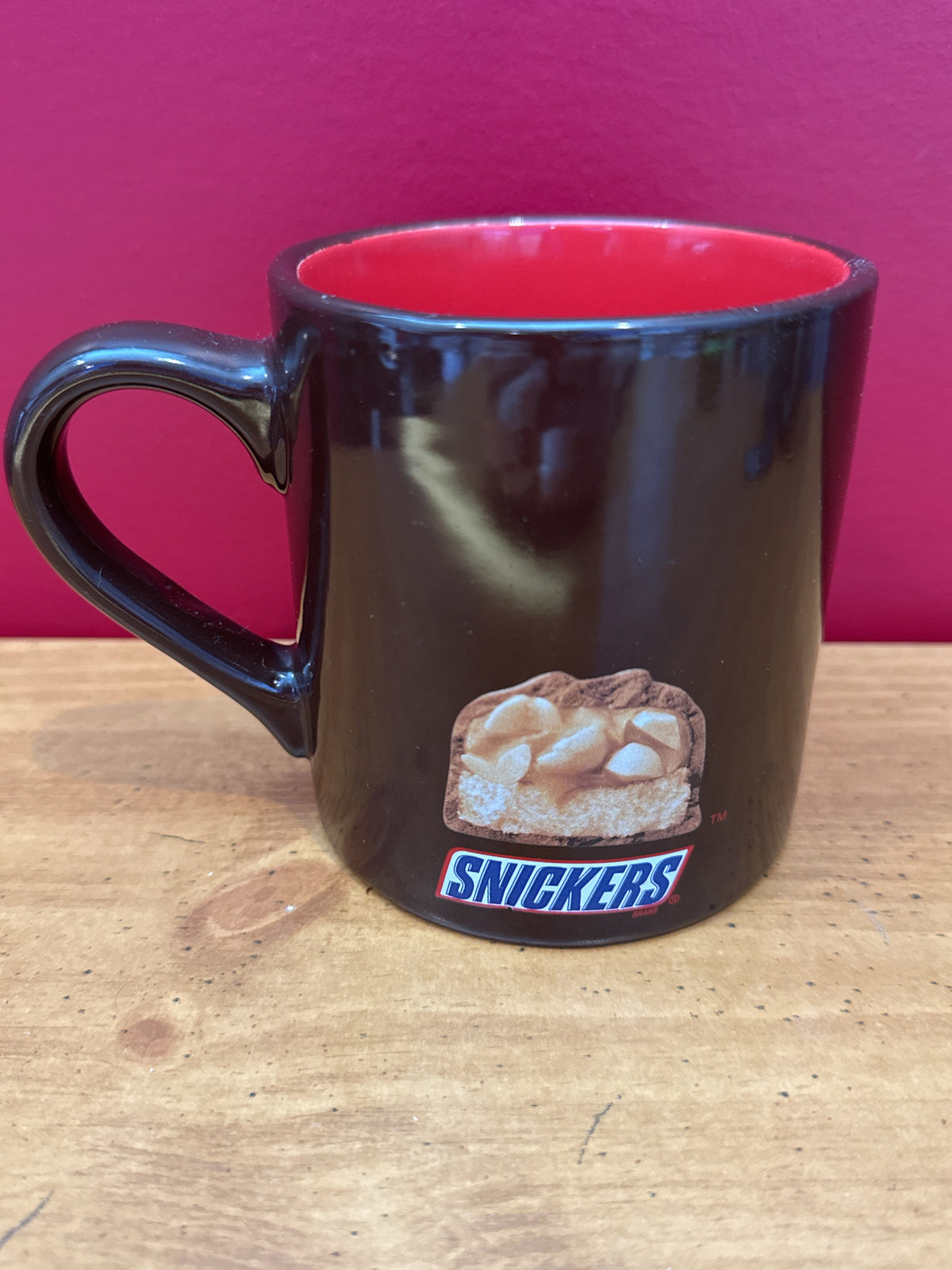 Snickers Logo Coffee Mug with Red Interior, 2016 4 1/8" Tall