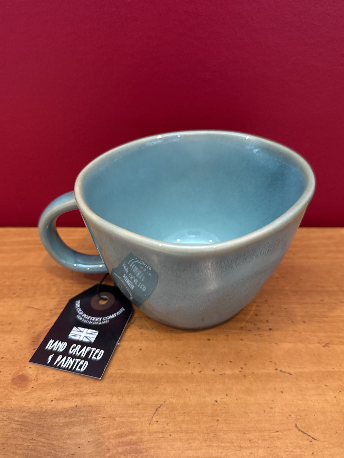he Old Pottery Company Blue-Gray Handcrafted Coffee Mug New 3 1/8" Tall