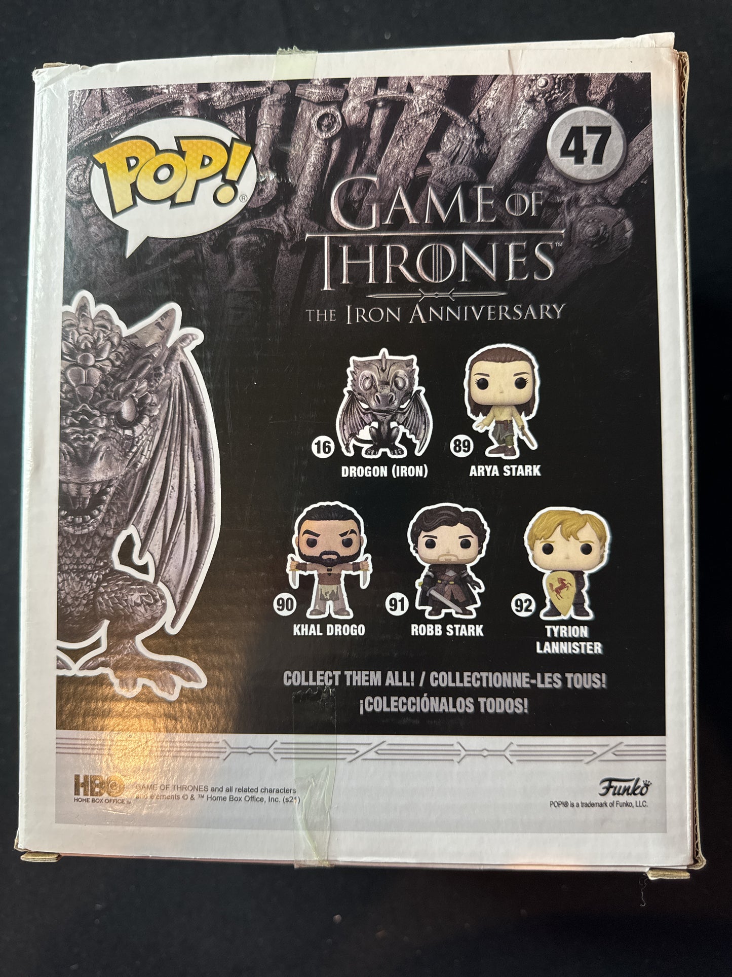 Funko Pop! Game of Thrones Iron Anniversary #47 Rhaegal (Iron) Vinyl Figure New in Box