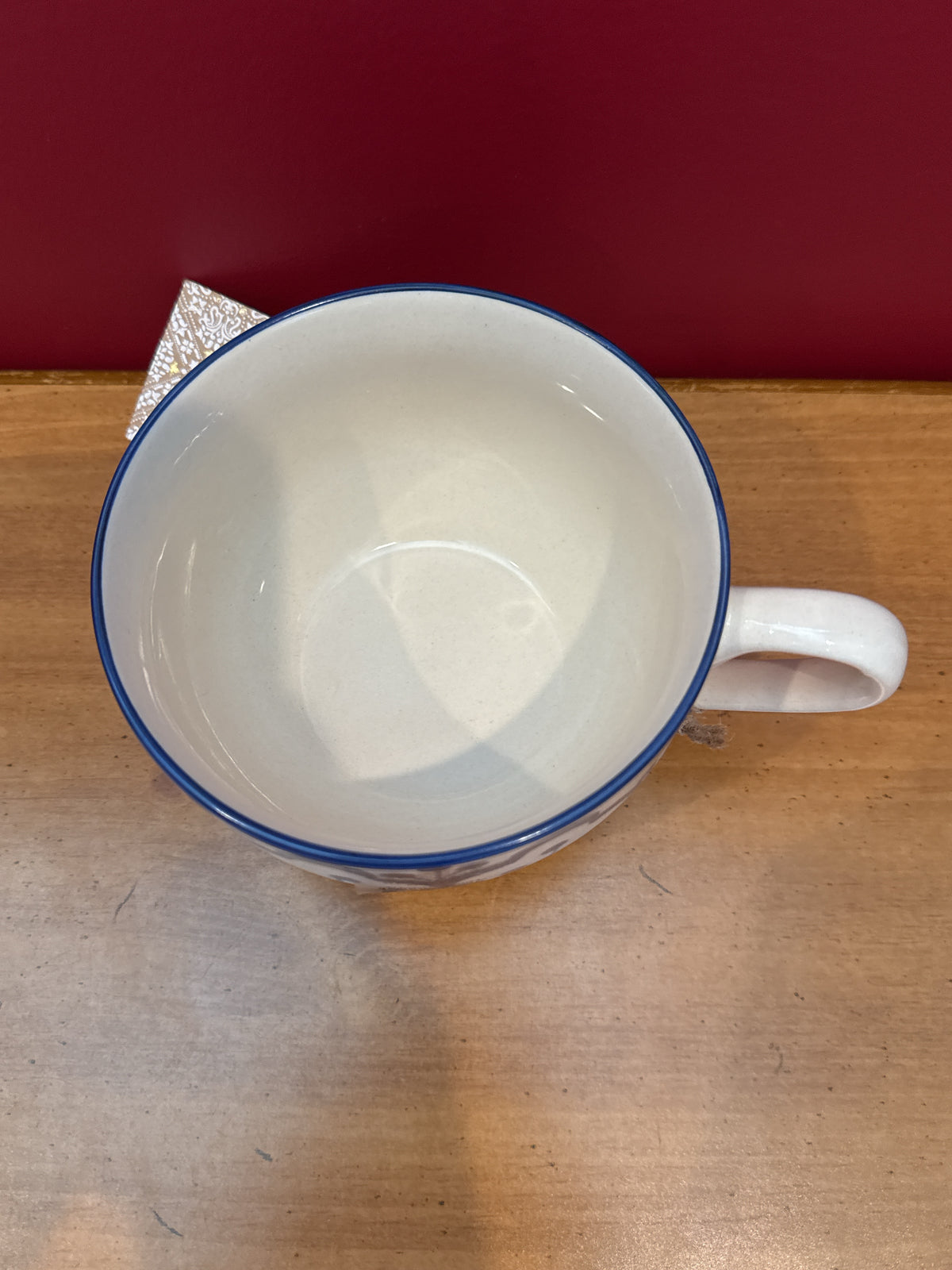 Blue & White Hand-Painted Floral Coffee Mug, Made in India New 3.5" Tall