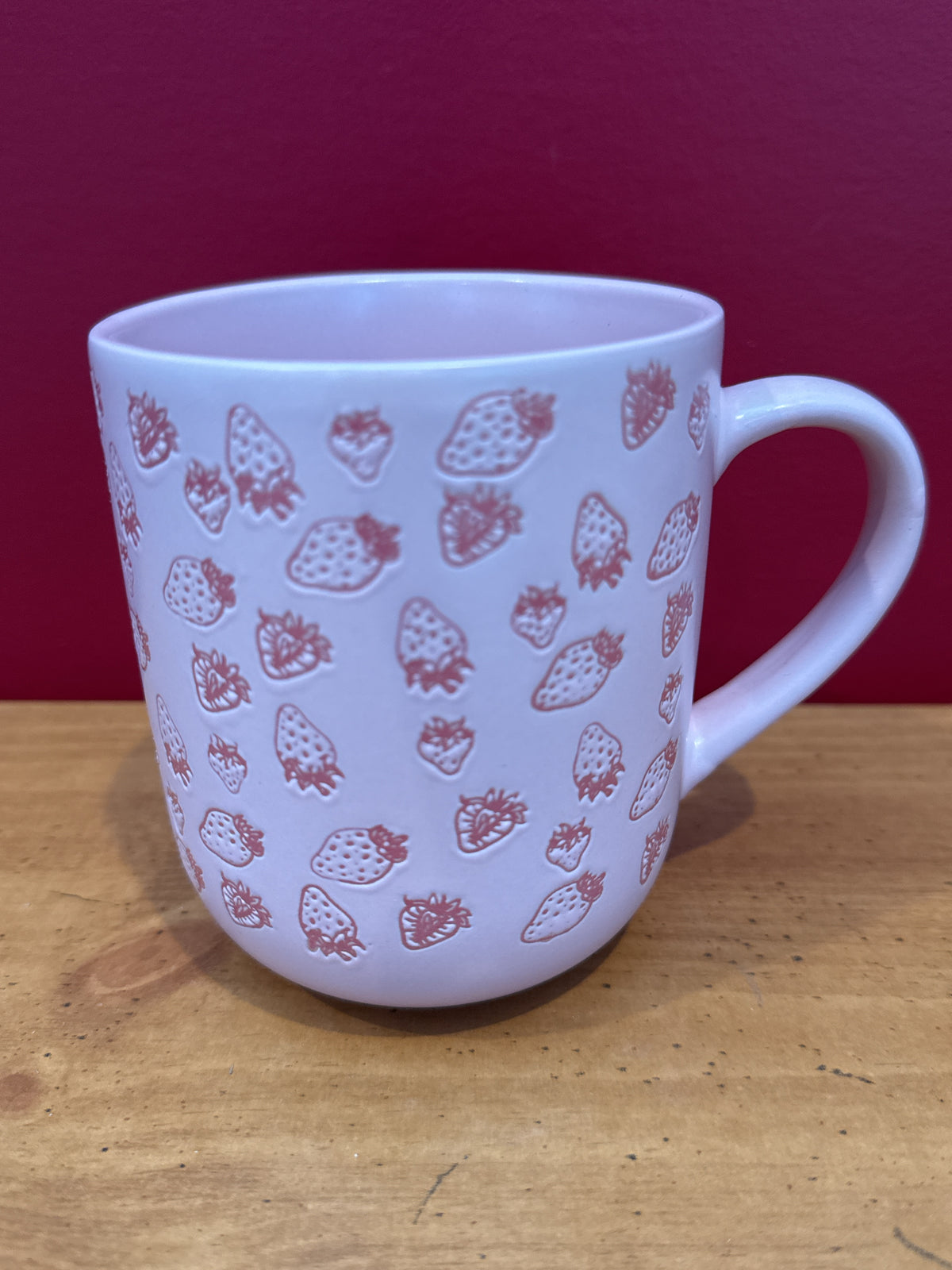 Better Living Pink Strawberry Print Coffee Mug New 4.25" Tall