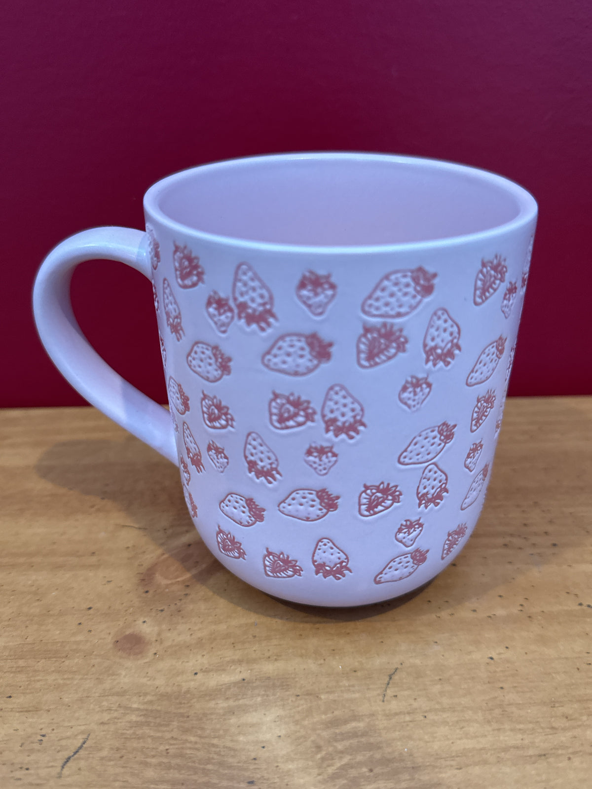Better Living Pink Strawberry Print Coffee Mug New 4.25" Tall