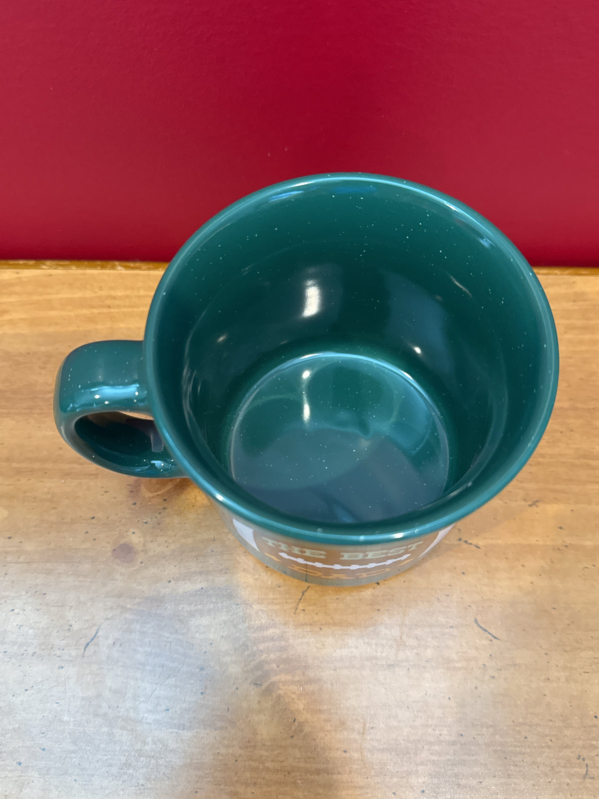 Fig & Fern “The Best Dad” Football Mug, Teal Speckled New 4" Tall