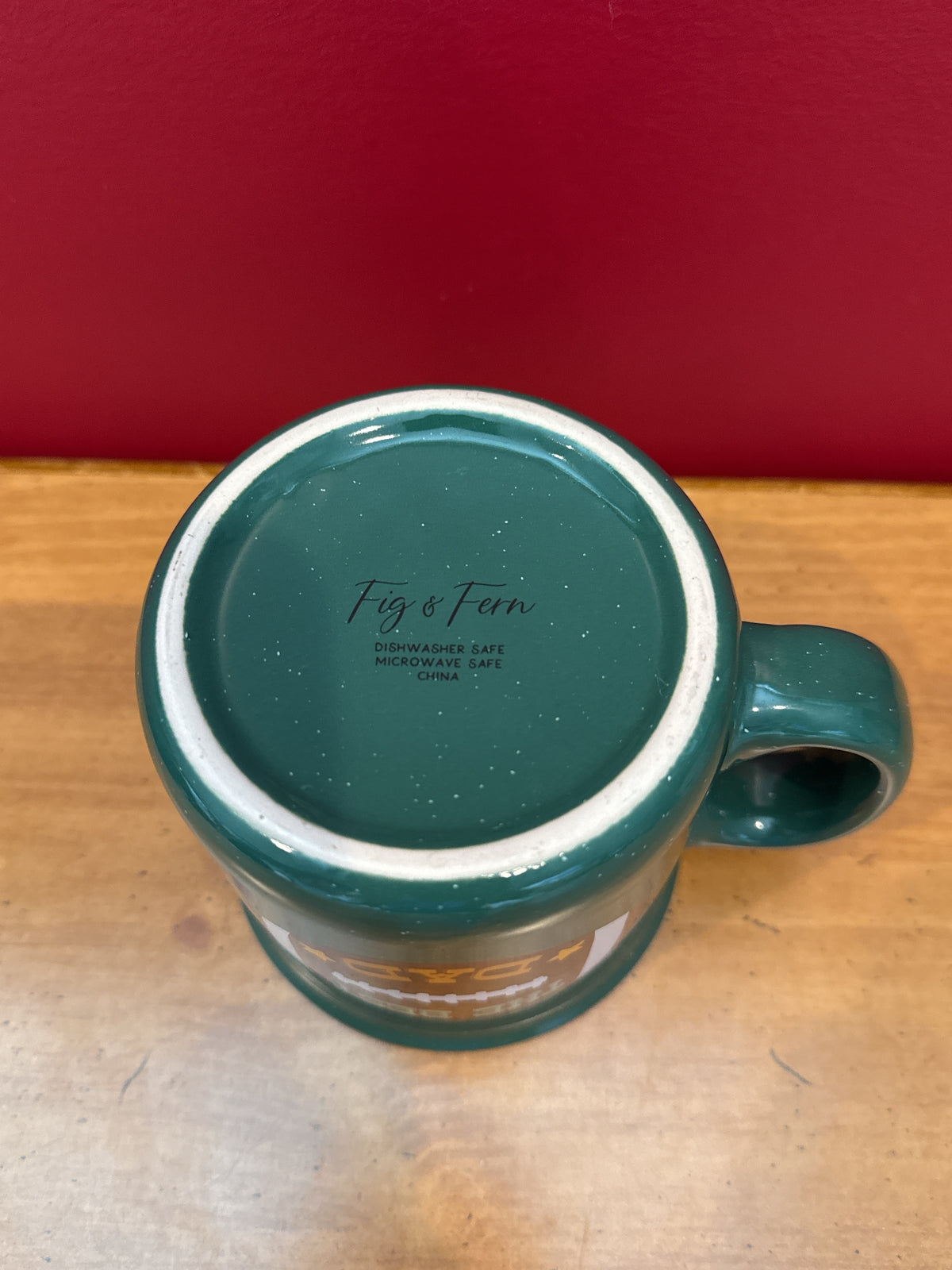 Fig & Fern “The Best Dad” Football Mug, Teal Speckled New 4" Tall
