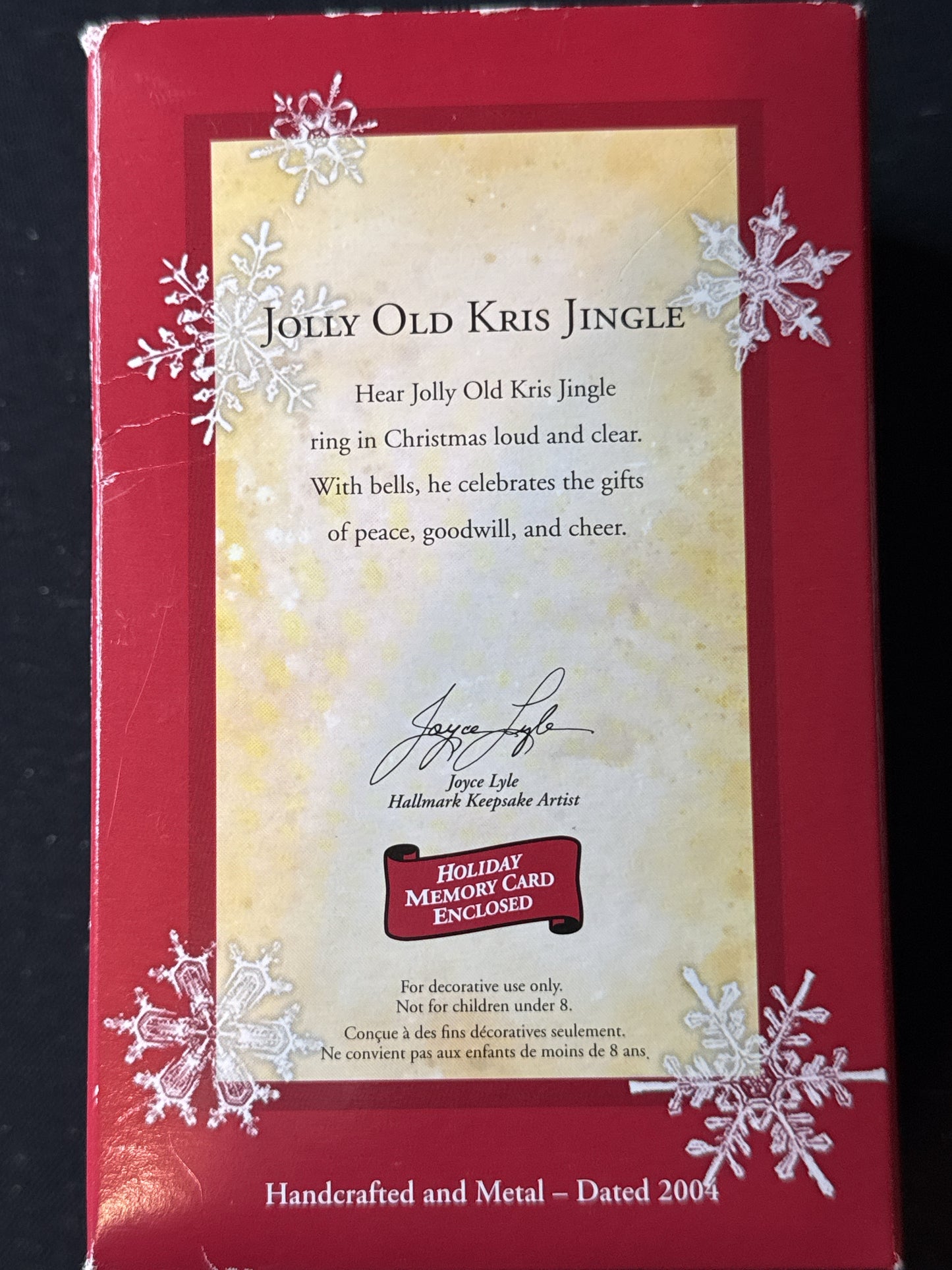 Hallmark Keepsake Jolly Old Kris Jingle Keepsake Ornament 2004 Bell Ornament New in Box