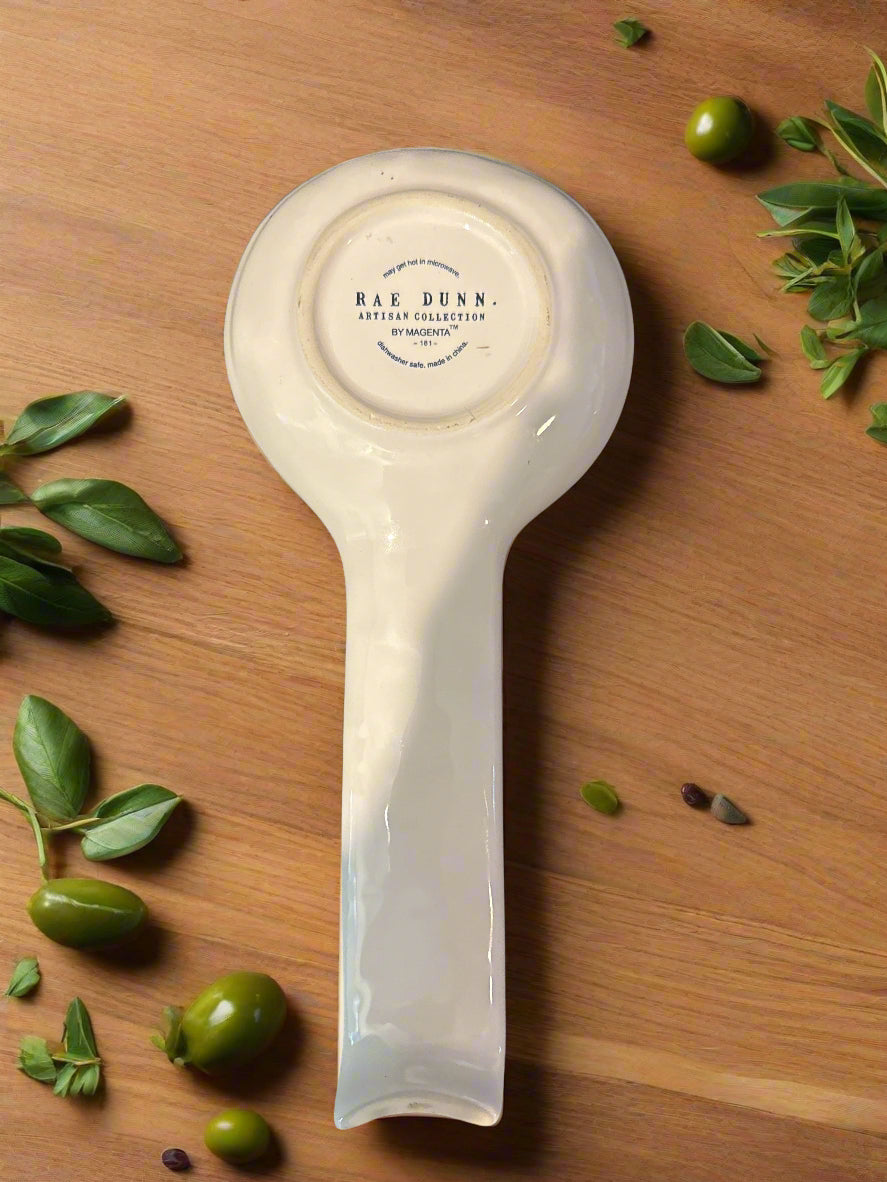 Rae Dunn Large White Ceramic Spoon Rest New 10.5" Long