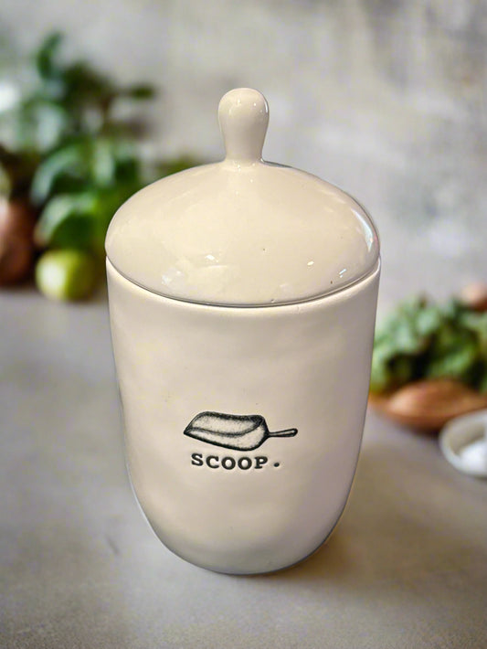 Rae Dunn Sugar Scoop Jar With Lid 6" Tall