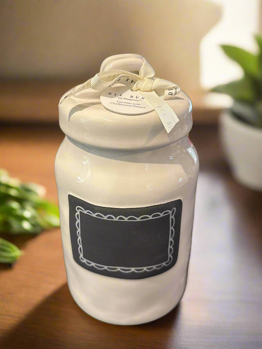 Rae Dunn Medium Take Note Chalkboard Canister 8.25" Tall New With Tags