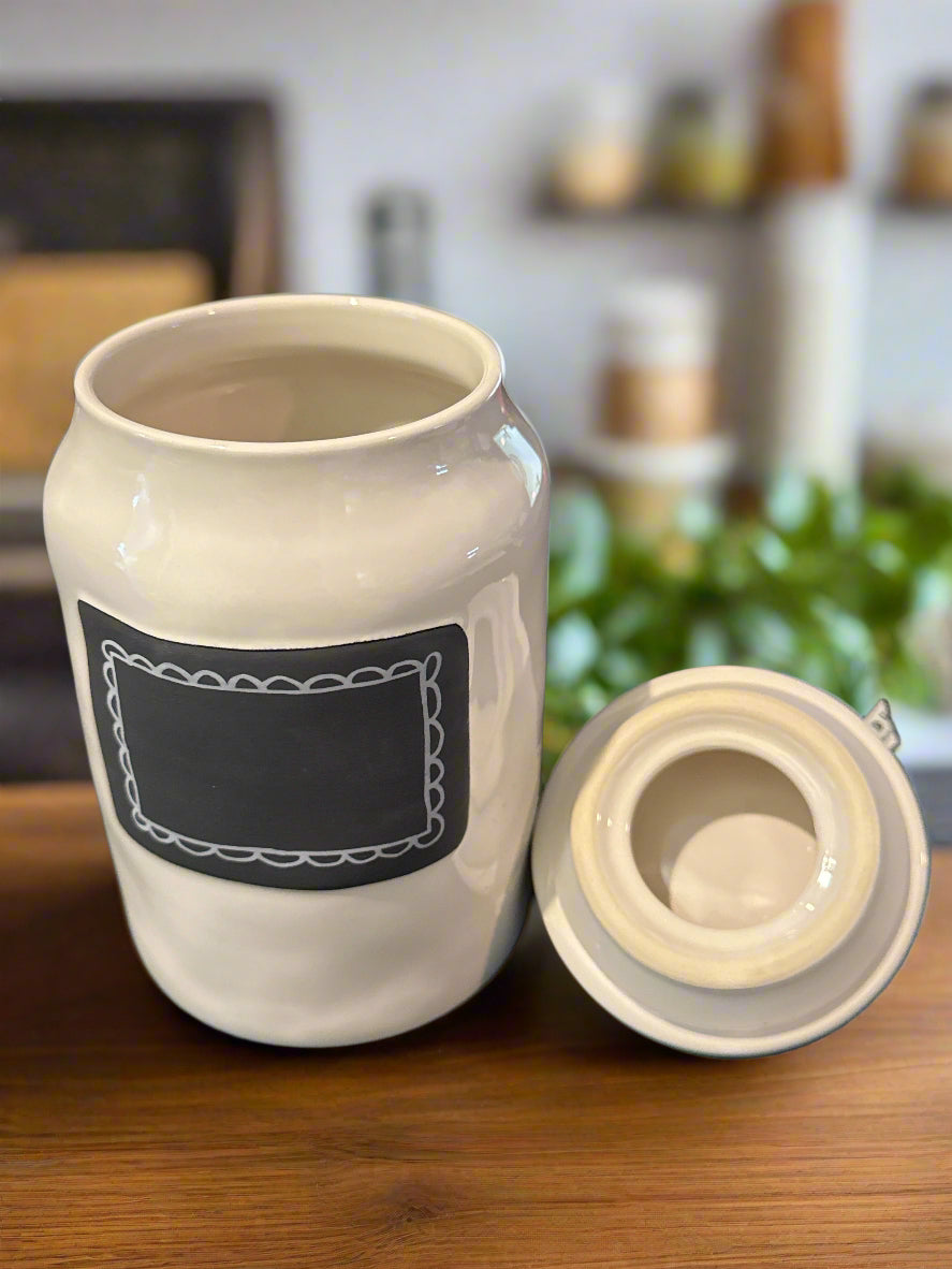 Rae Dunn Medium Take Note Chalkboard Canister 8.25" Tall New With Tags