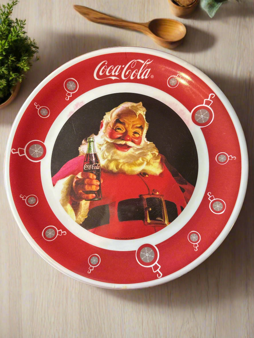 Set of 4 Gibson Coca Cola Santa Clause Image Melamine Dinner Plates 10.5"