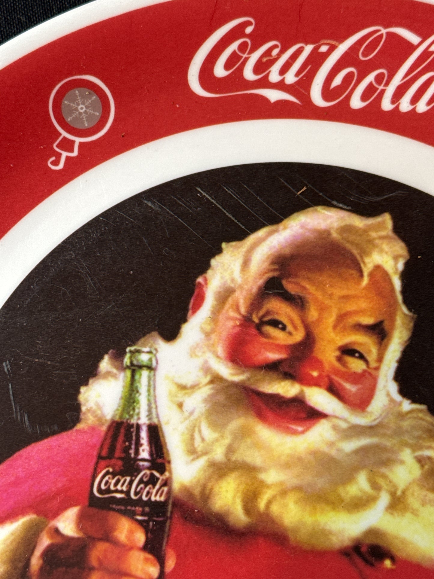 Set of 4 Gibson Coca Cola Santa Clause Image Melamine Dinner Plates 10.5"