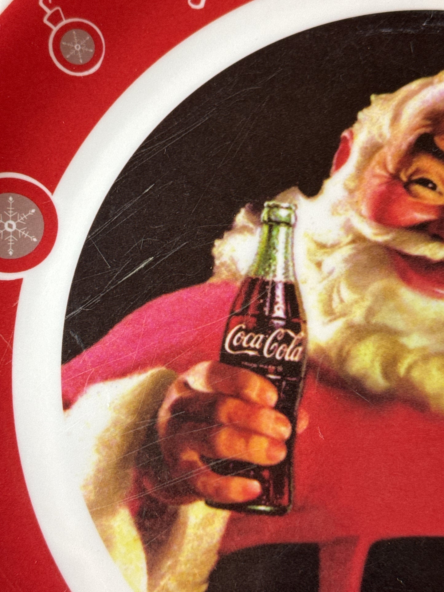 Set of 4 Gibson Coca Cola Santa Clause Image Melamine Dinner Plates 10.5"