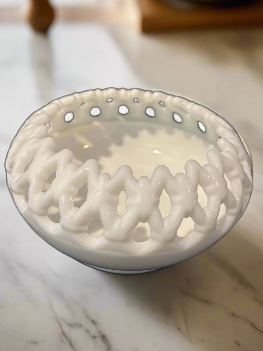 Vintage Milk Glass by Westmoreland Doric Pattern Circa 1950s 6.75" Wide x 3.75" Tall