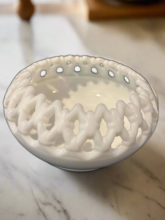 Vintage Milk Glass by Westmoreland Doric Pattern Circa 1950s 6.75" Wide x 3.75" Tall