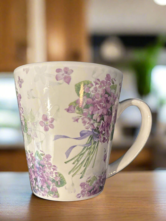 Vintage Lady Jayne Ltd. Violets Coffee Cup Mug 4" Tall