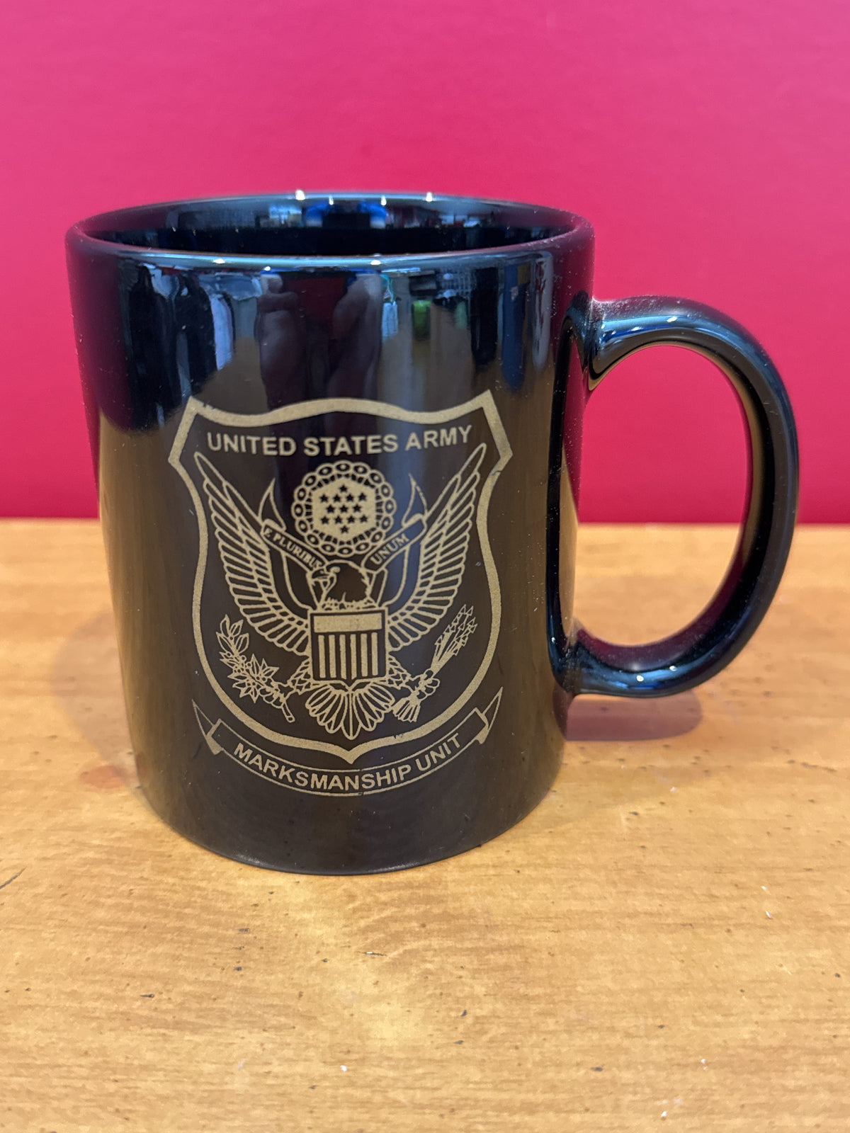 U.S. Army Marksmanship Unit Black Coffee Mug with Military Marksmanship Association Logo 3.75" Tall