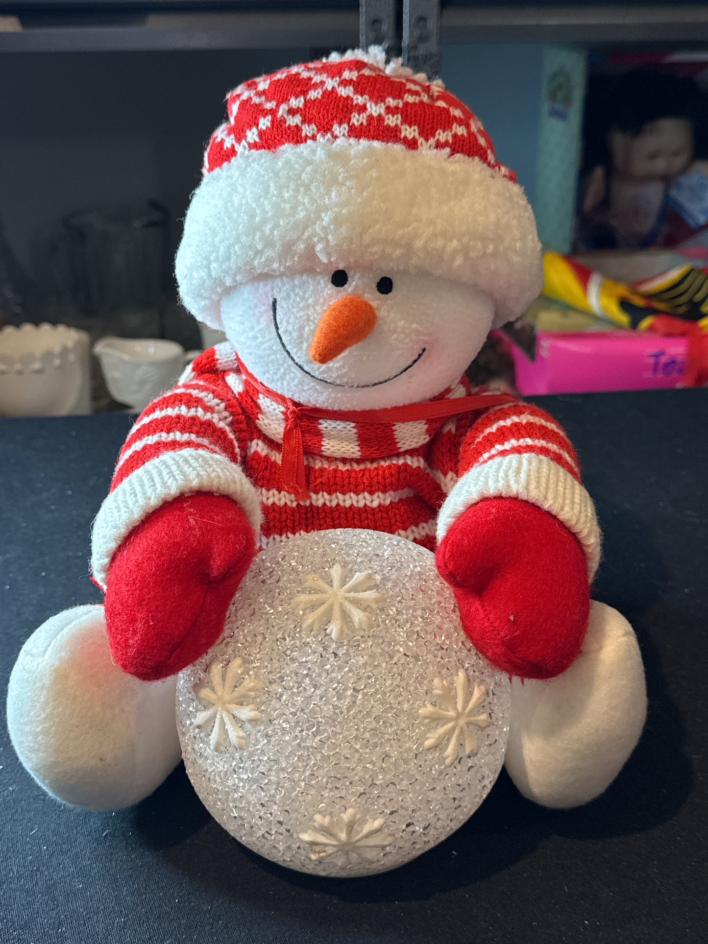 Avon 2004 Plush A Snowy Glow Snowman Lighted Snowball Christmas Décor Works