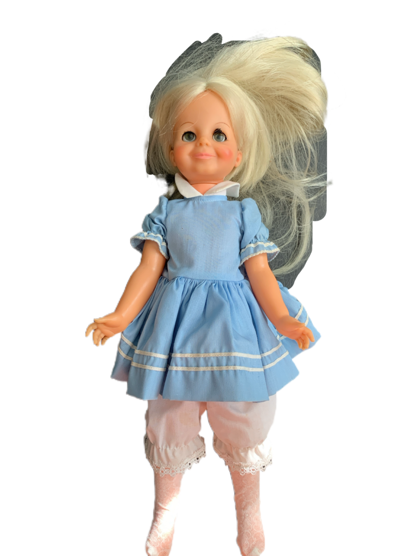 Vintage Ideal GH-15-H-157 15" Doll, 1969, Blonde Hair Blue Eyes close Hair That Grows