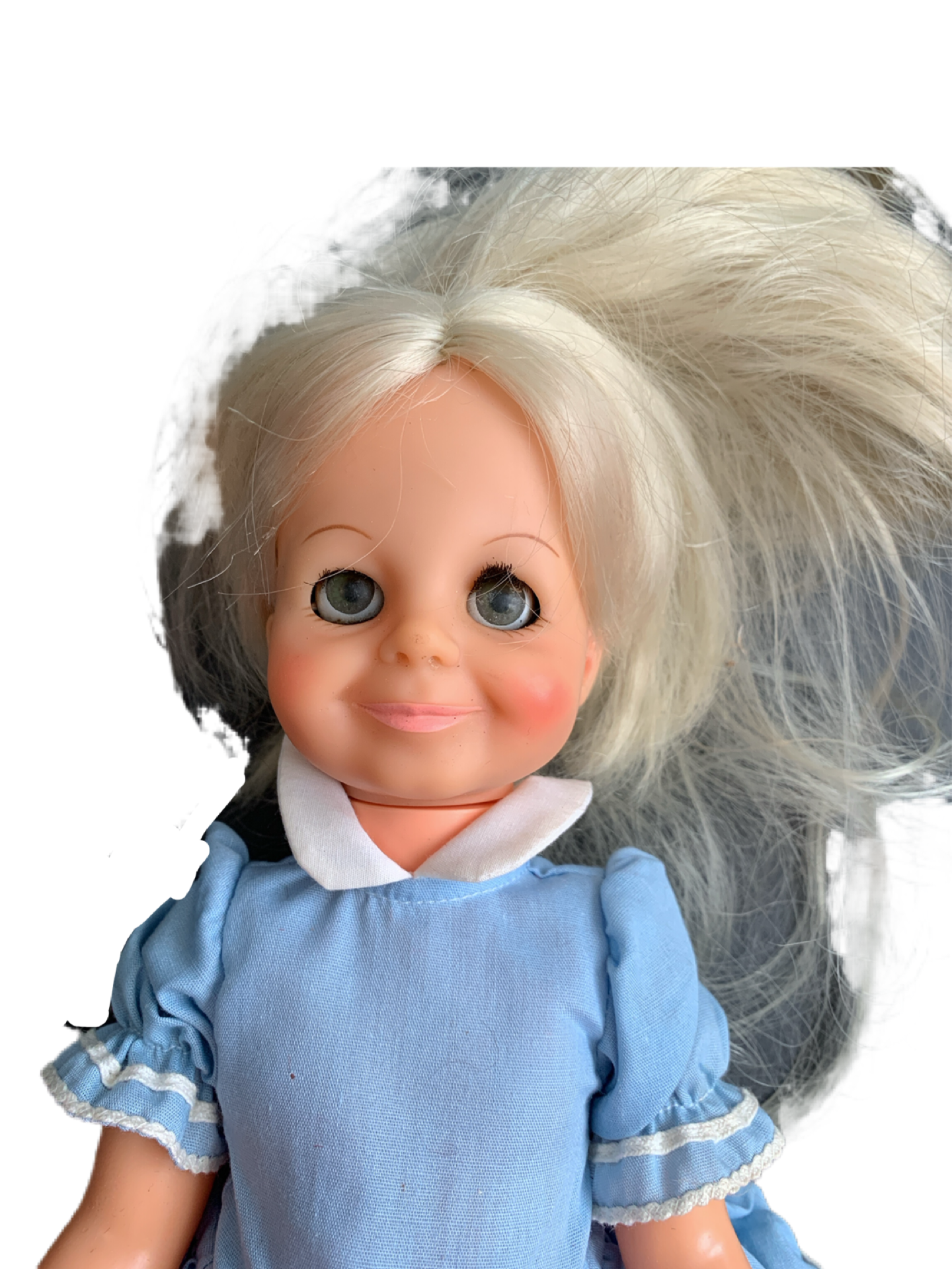 Vintage Ideal GH-15-H-157 15" Doll, 1969, Blonde Hair Blue Eyes close Hair That Grows